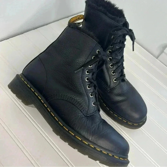 Dr. Martens 1460 Pascal Faux Fur Lined Lace Up Boots Sz Men’s 9 Women’s 10 - Picture 7 of 10